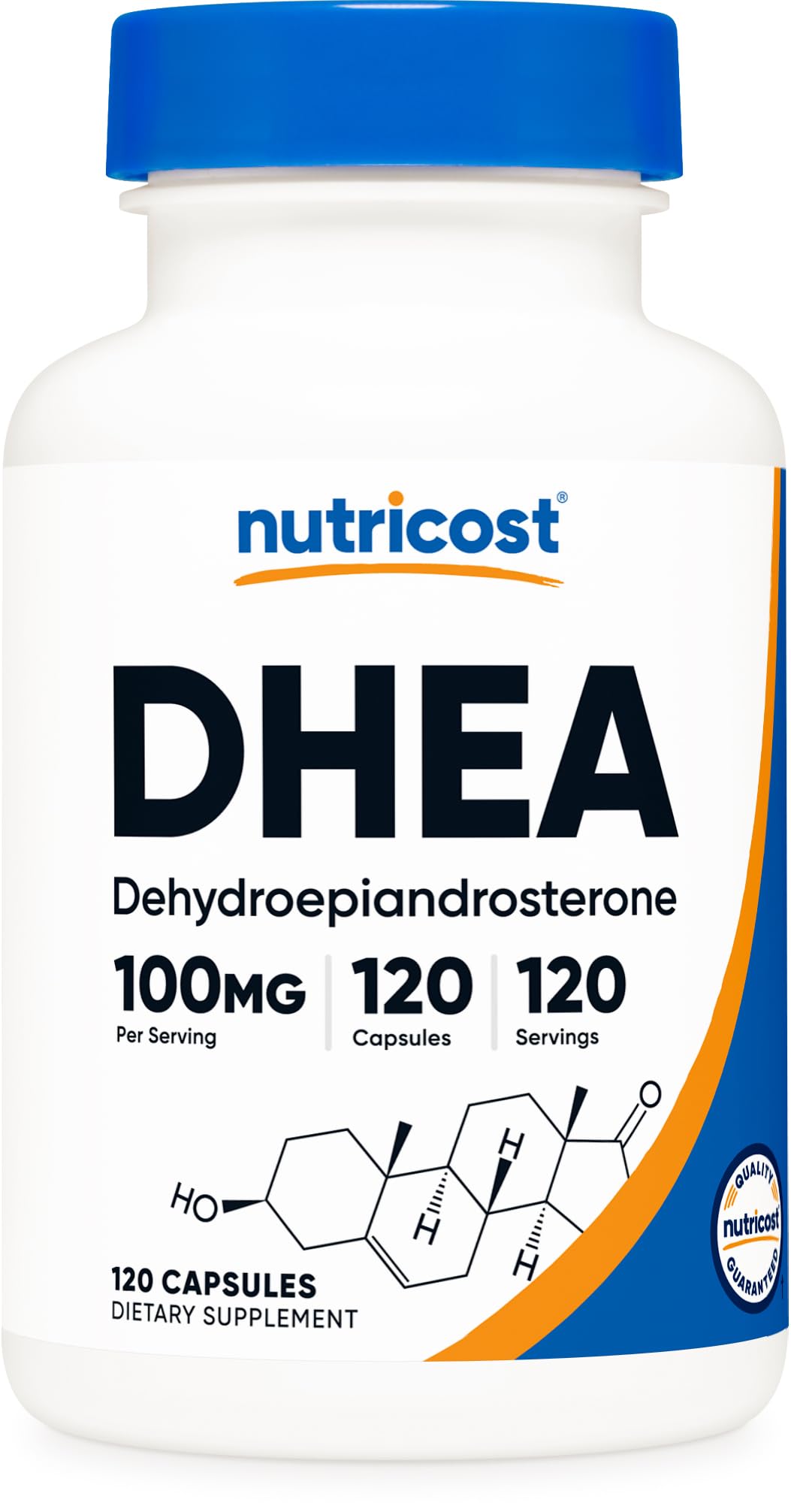 Nutricost DHEA 100 mg – bouteille pratique et prête à l’emploi.