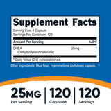 Nutricost DHEA 25mg - capsules, dosage clair de 25mg par capsule.