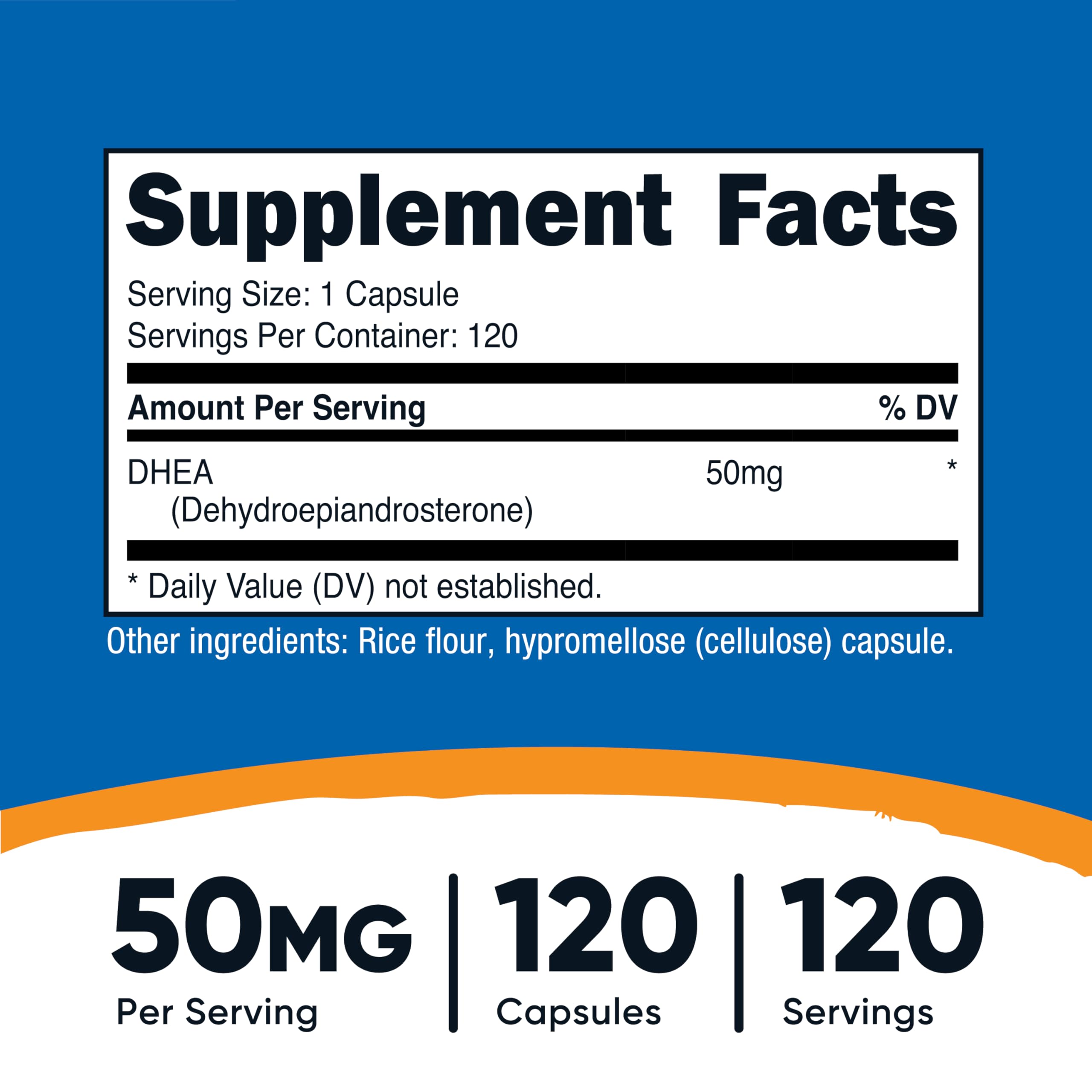 Nutricost DHEA 50 mg capsules: faciles à avaler, complément pratique.