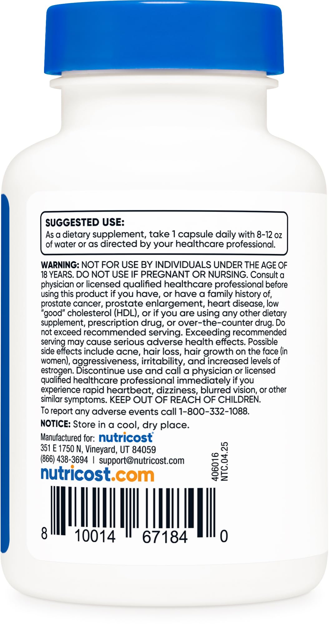 Nutricost DHEA 50 mg laboratoire: contrôle ISO pour la qualité.