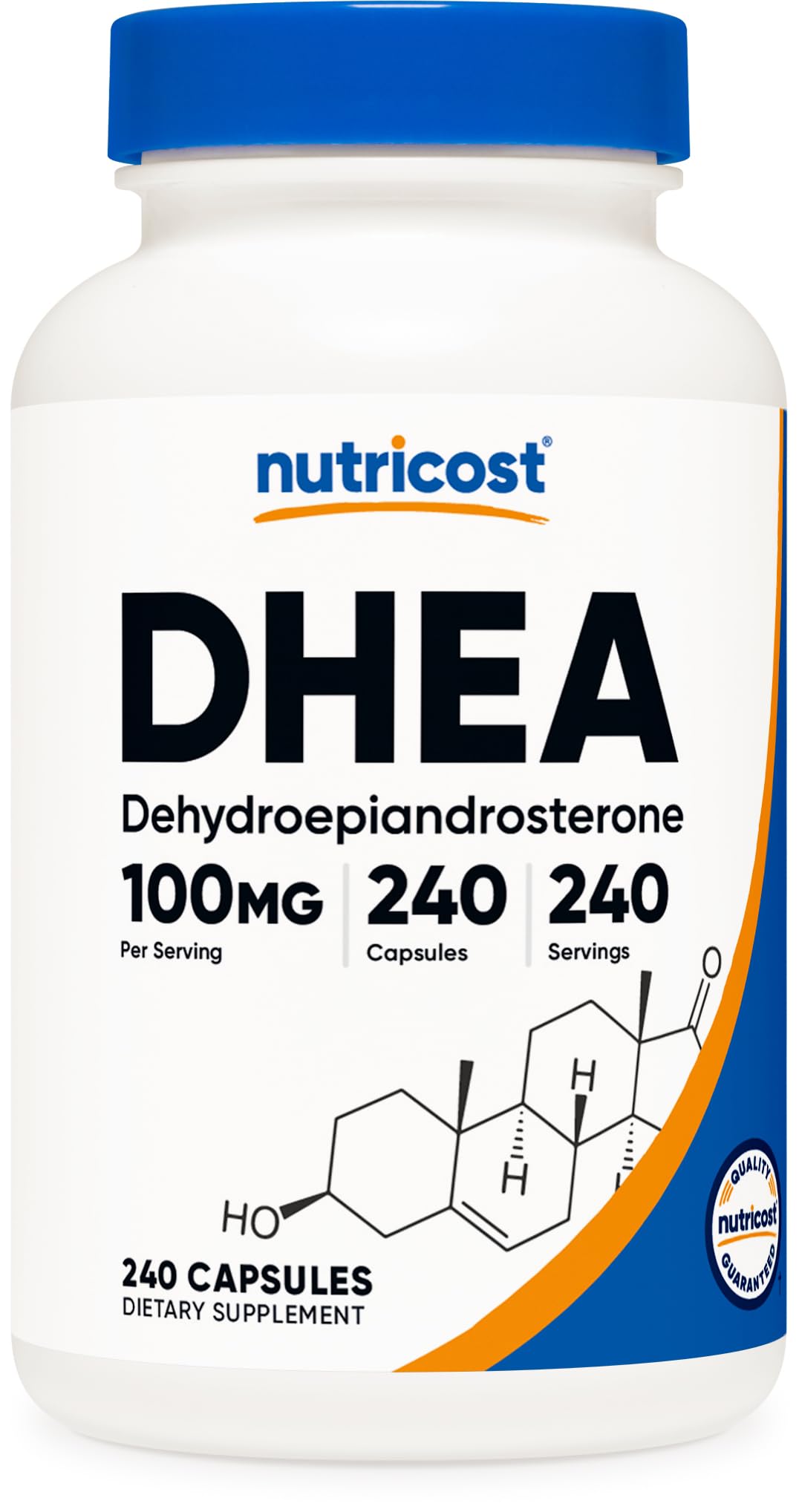 Nutricost DHEA – bouteille 240 capsules, format pratique pour usage quotidien.
