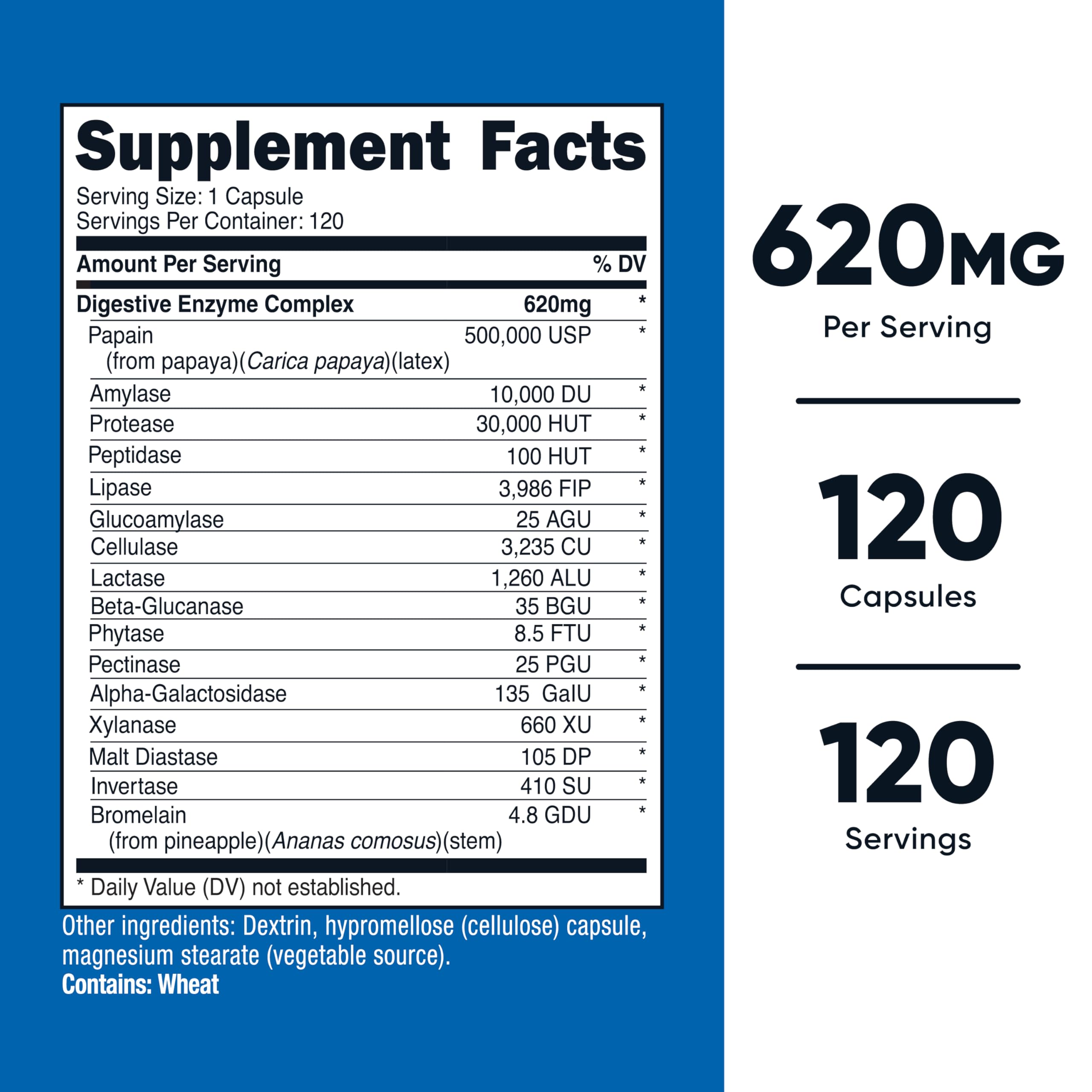 Nutricost Enzymes Digestives capsules – gélules faciles à avaler pour soutenir la digestion