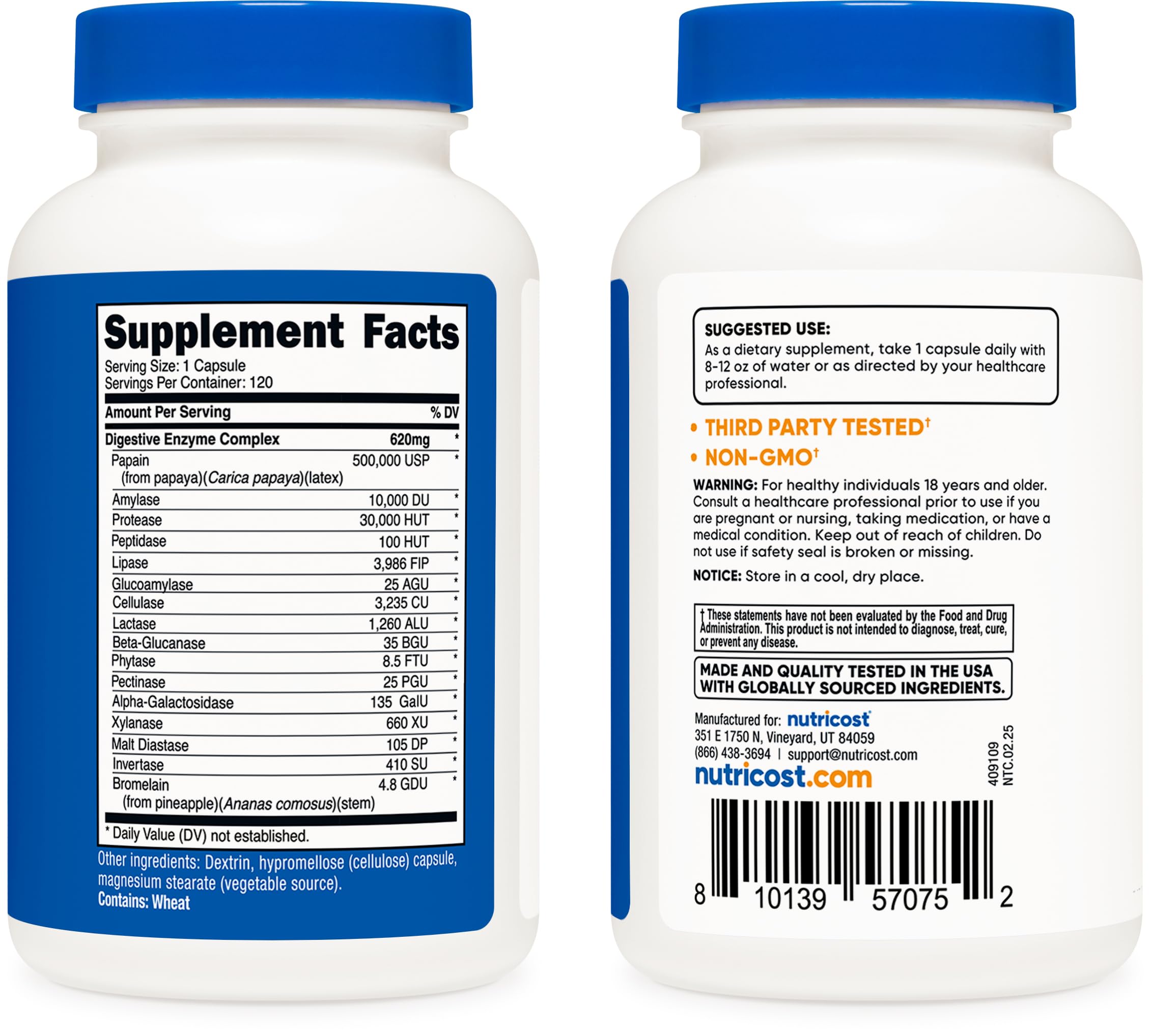 Nutricost Enzymes Digestives emballage-carton – emballage soigné facilitant le rangement