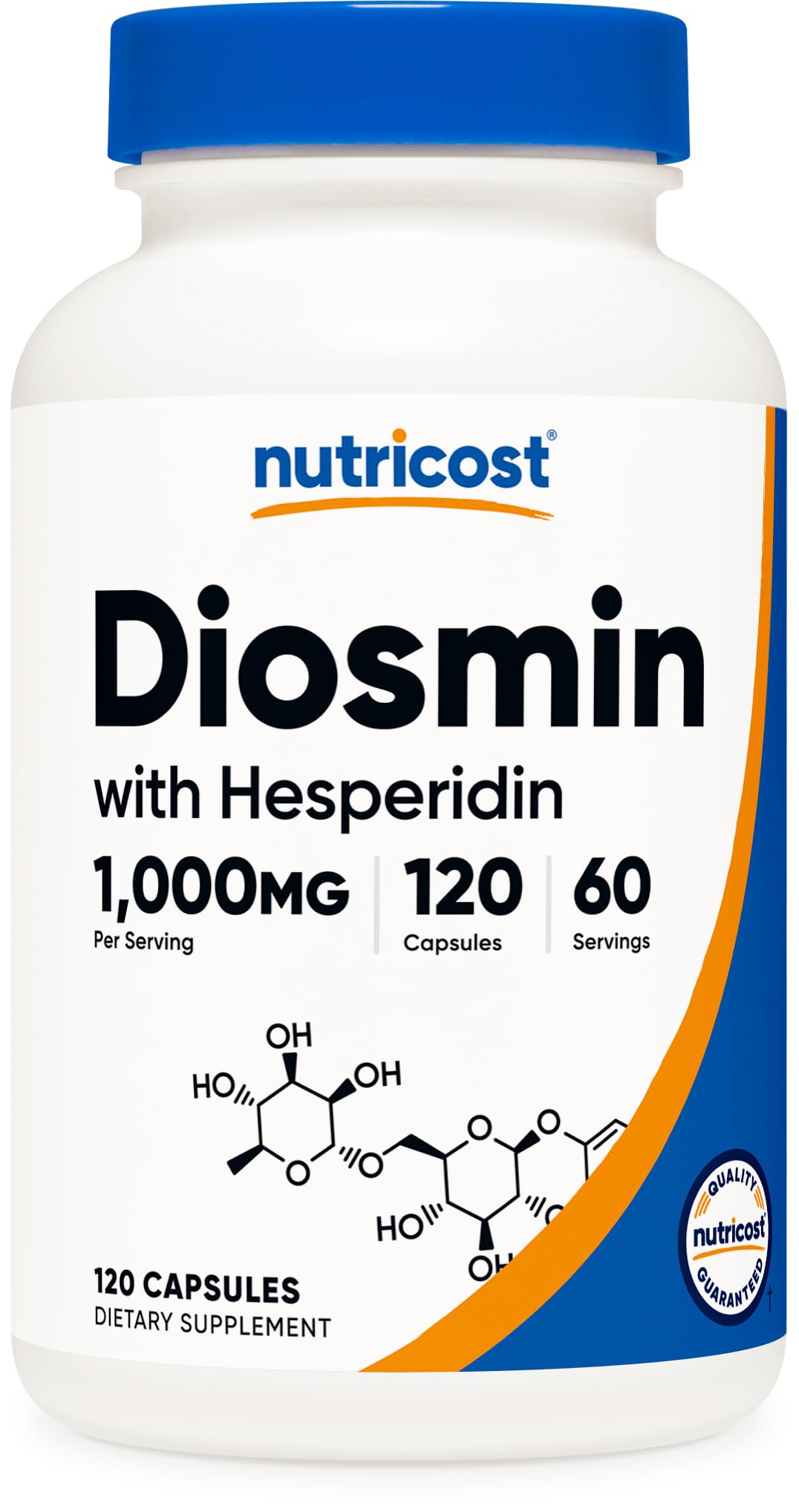 Nutricost Diosmine avec Hespéridine – bouteille montrant le flacon, soutien potentiel de la circulation