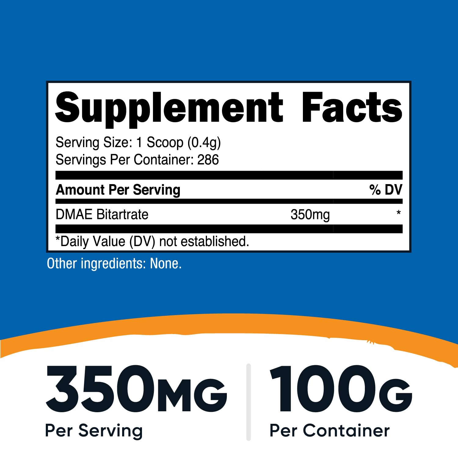 Nutricost DMAE-Bitartrate information nutrition, composition sans gluten