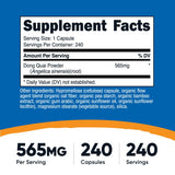 Nutricost Dong Quai 565mg capsules végétariennes – dosage facile au quotidien.
