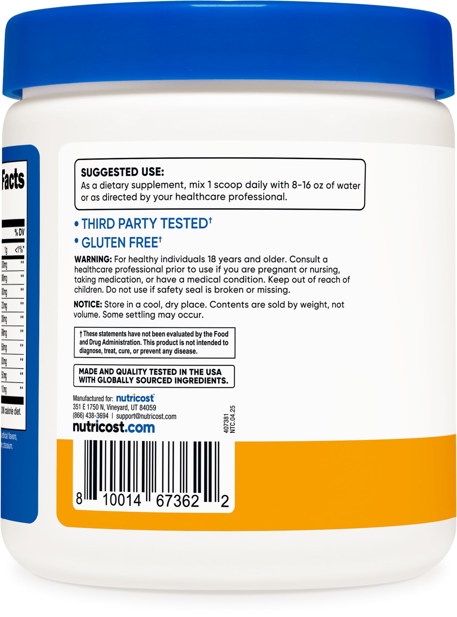 Nutricost EAA POG doseur pratique pour mesurer facilement la portion