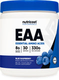 Nutricost poudre acides aminés essentiels bouteille framboise bleue pour soutien nutritionnel quotidien