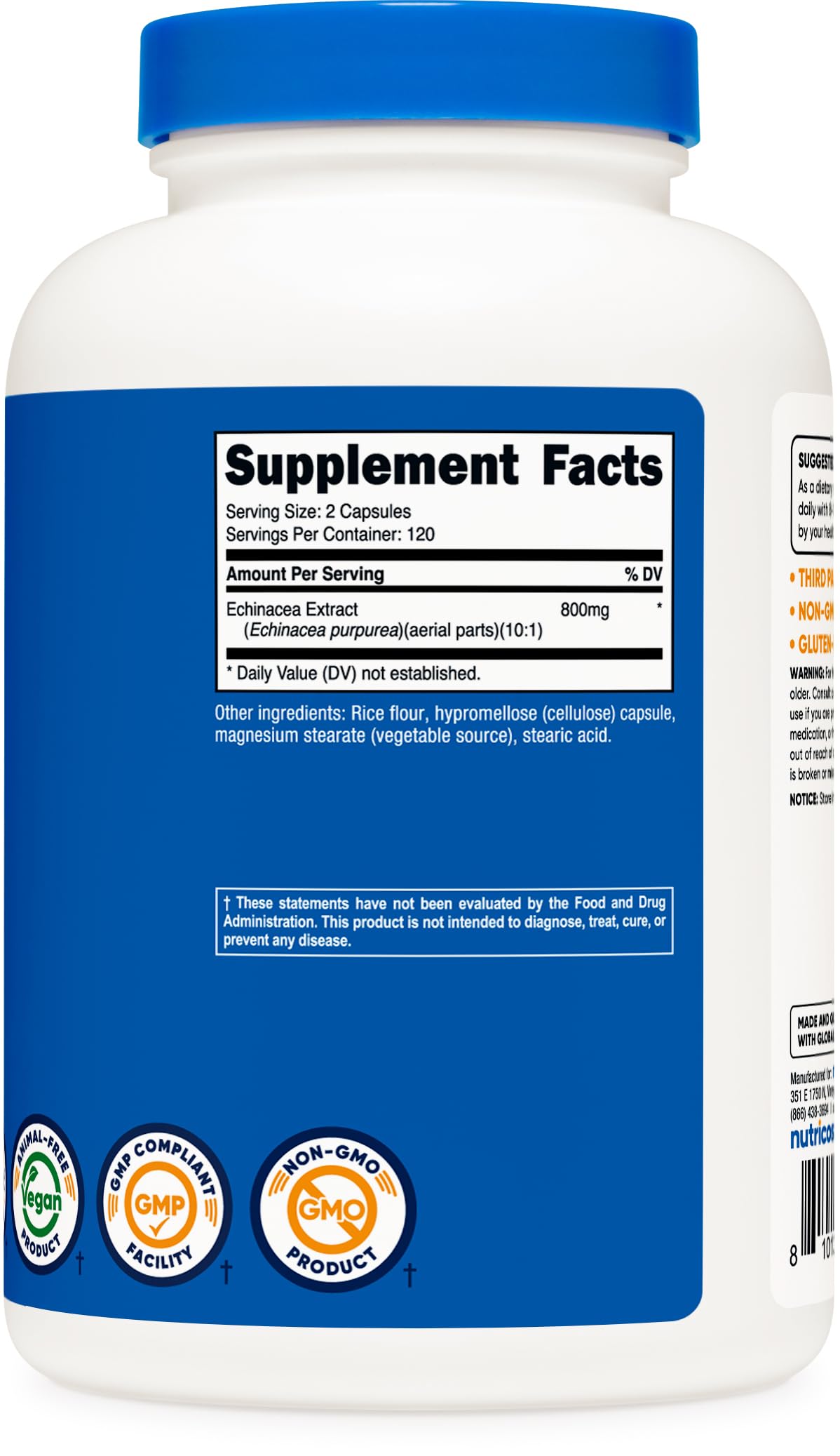 Nutricost Echinacea – emballage soigné pour le rangement facilité