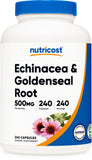 Nutricost echinacee et hydraste jaune, bouteille prête à l’emploi, gélules faciles à prendre.