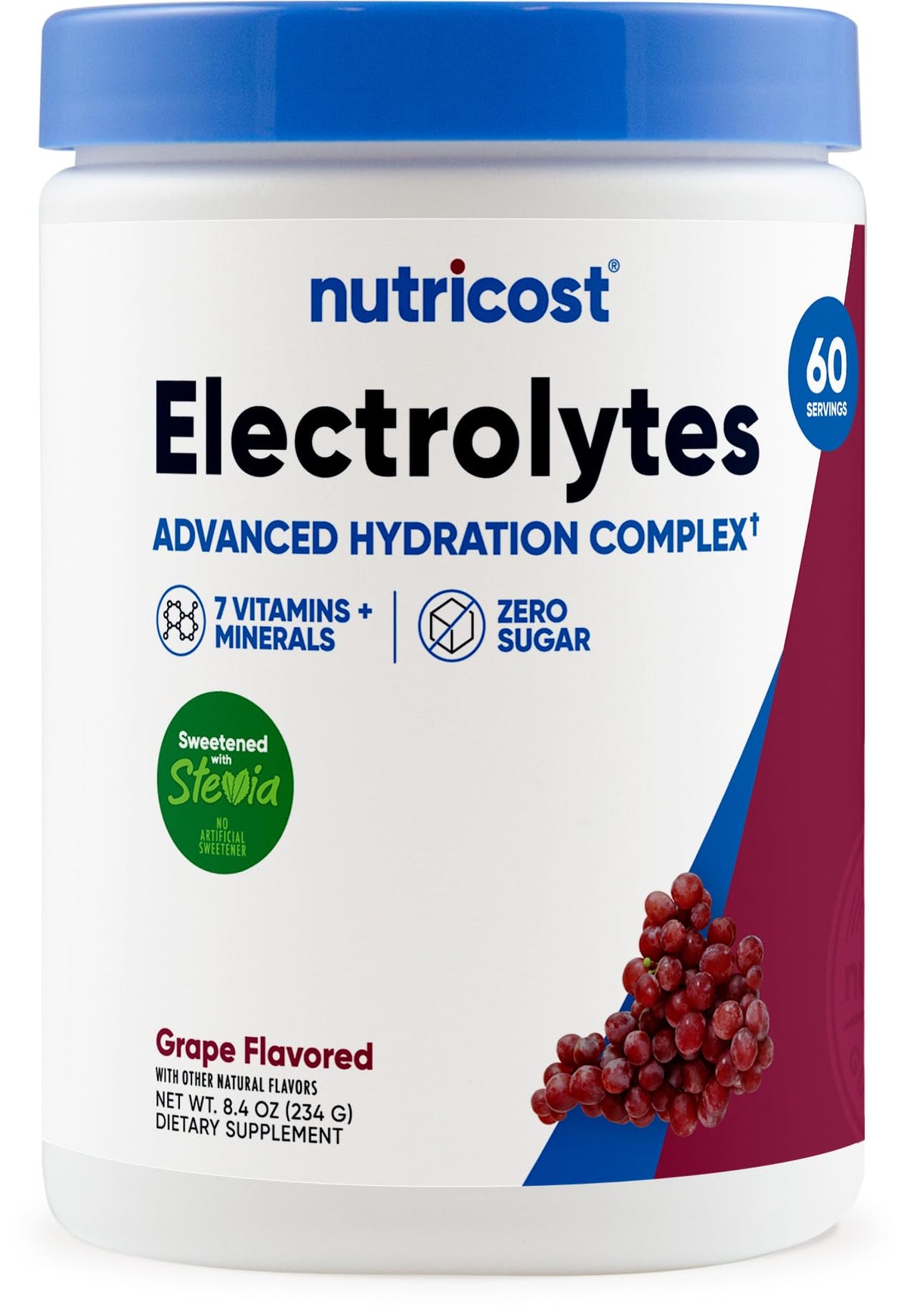 Nutricost Électrolyte Complex Poudre raisin, bouteille prête pour hydratation rapide pendant l’entraînement