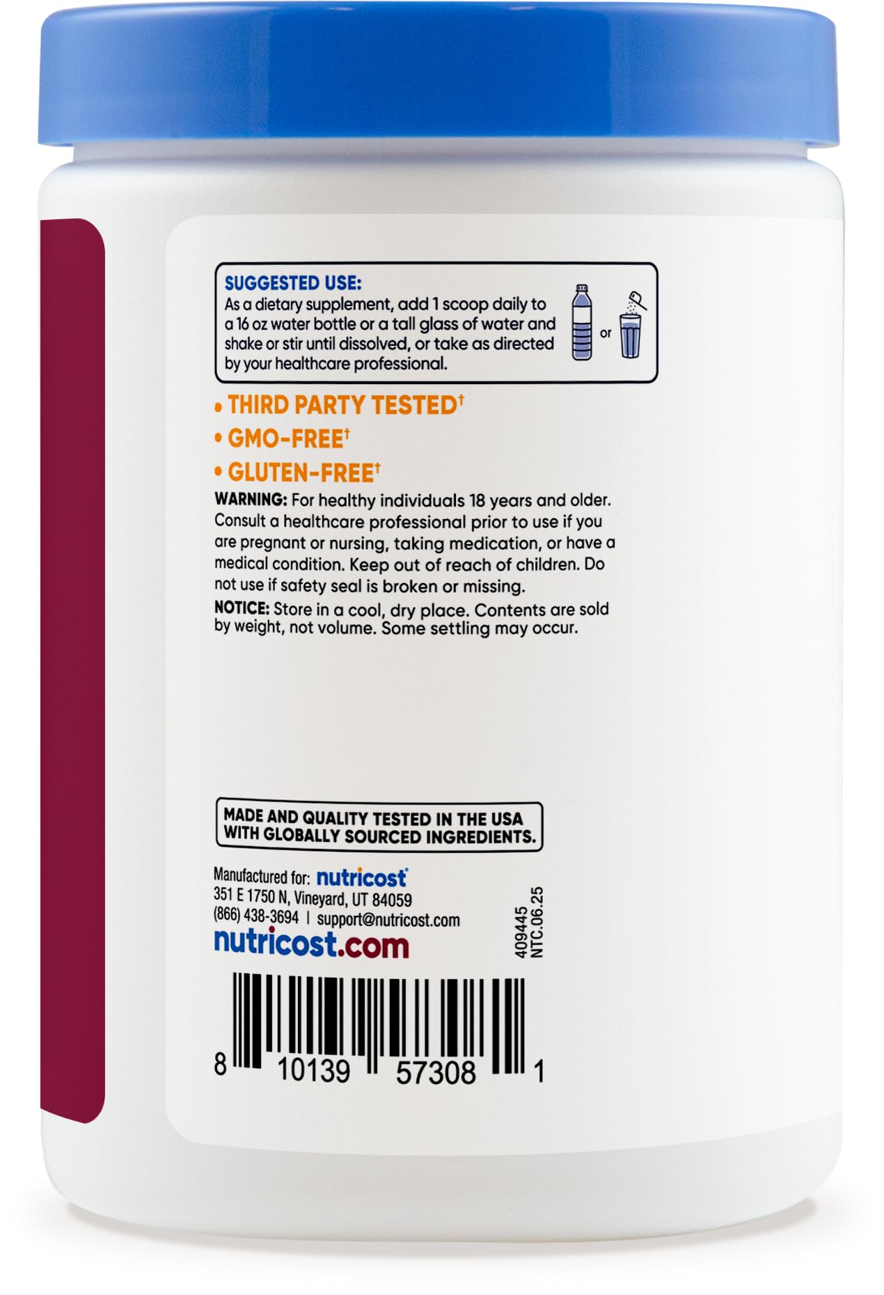 Nutricost Électrolyte Complex Poudre raisin, étiquette claire et informations sûres