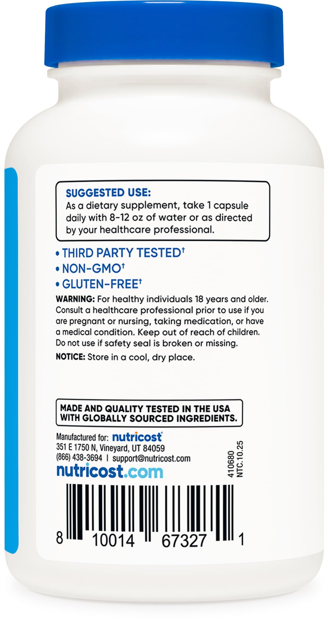 Nutricost Electrolyte Complex, formule sans gluten adaptée aux végétariens