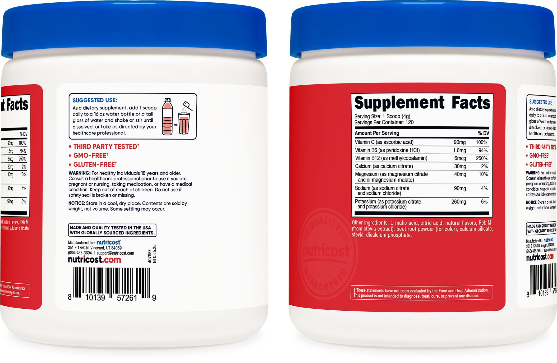 Nutricost Électrolyte Complexe poudre, dosage simple à partir du sachet.