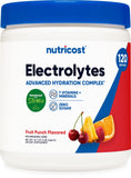 Nutricost Électrolyte Complexe poudre, emballage Fruit Punch; hydratation pratique et savoureuse.
