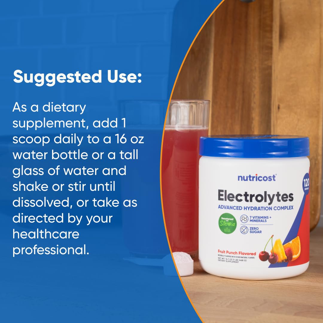 Nutricost Électrolyte Complexe poudre, testée en laboratoire indépendant pour la pureté.