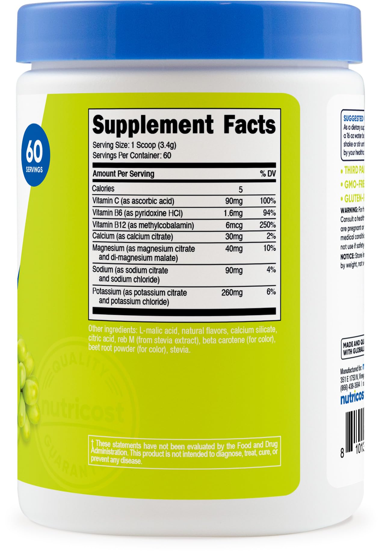 Nutricost Électrolytes Complex – boisson prête après l'entraînement, sans gluten.