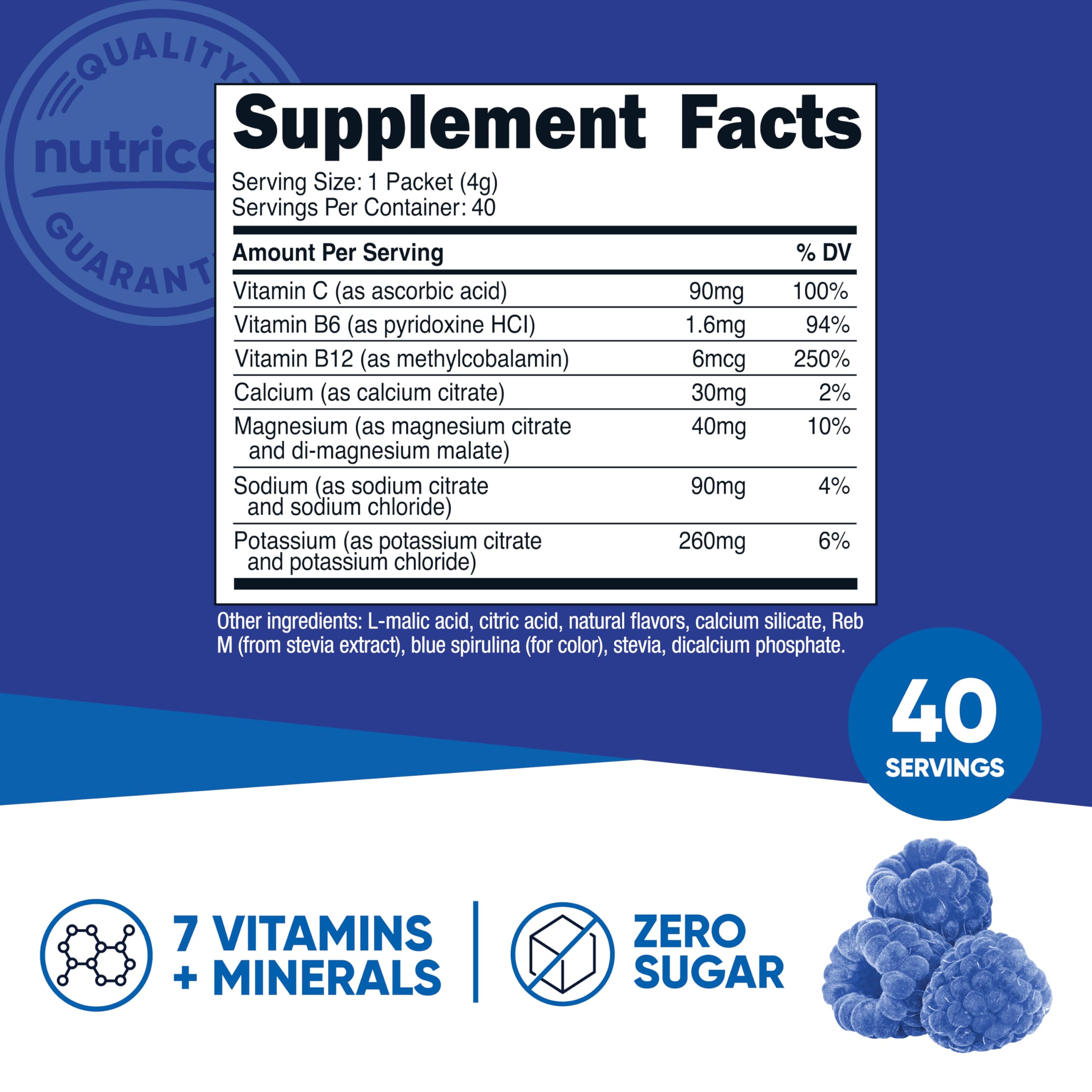 Sachet-dose Nutricost Electrolytes Complex pour portions quotidiennes pratiques.