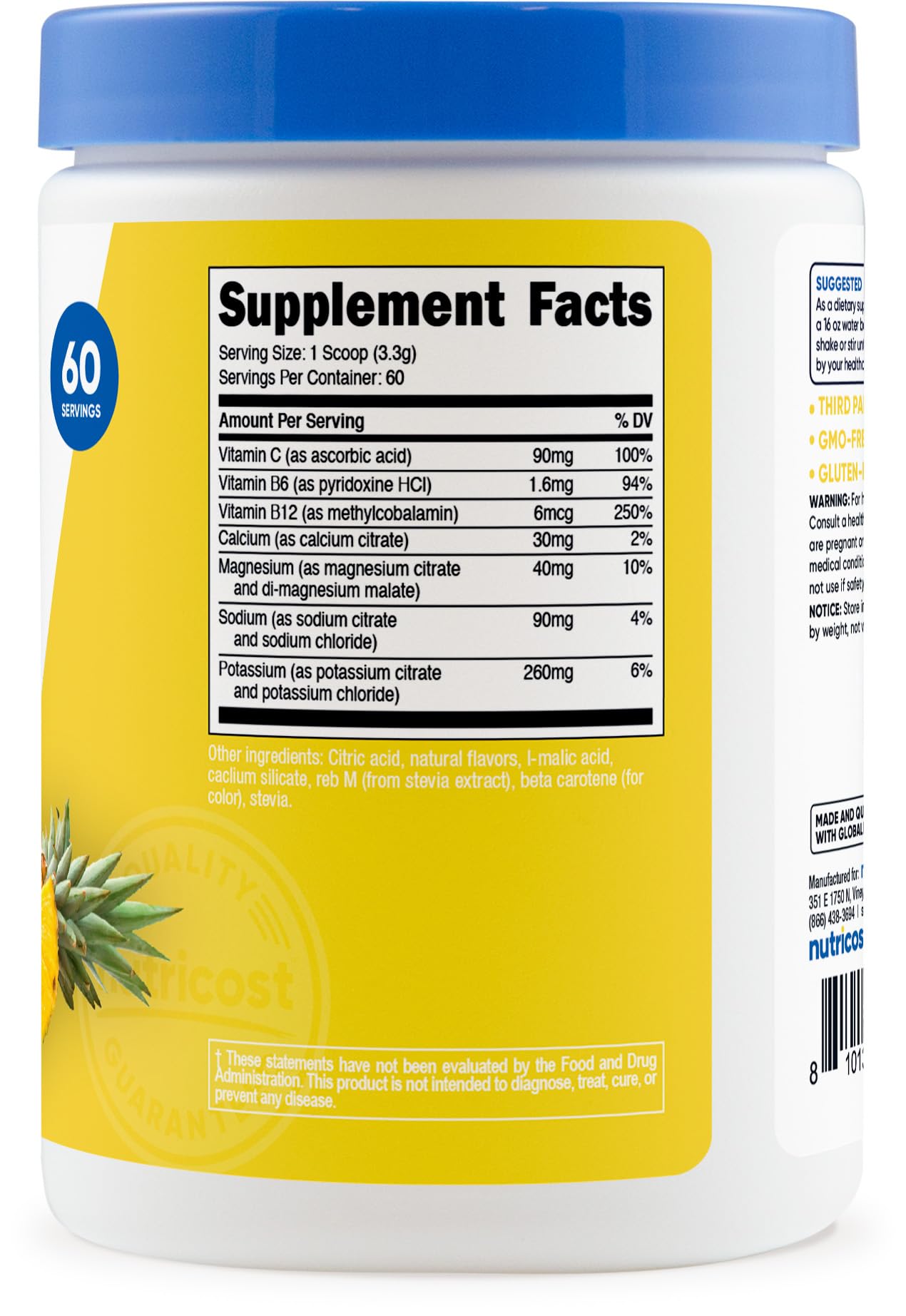 Nutricost Électrolytes Complexe, sans OGM et sans gluten, pour tous les régimes