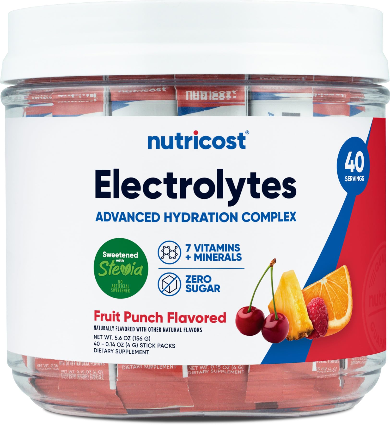 Nutricost Electrolytes Complex emballage de dosette, hydratation pratique en déplacement