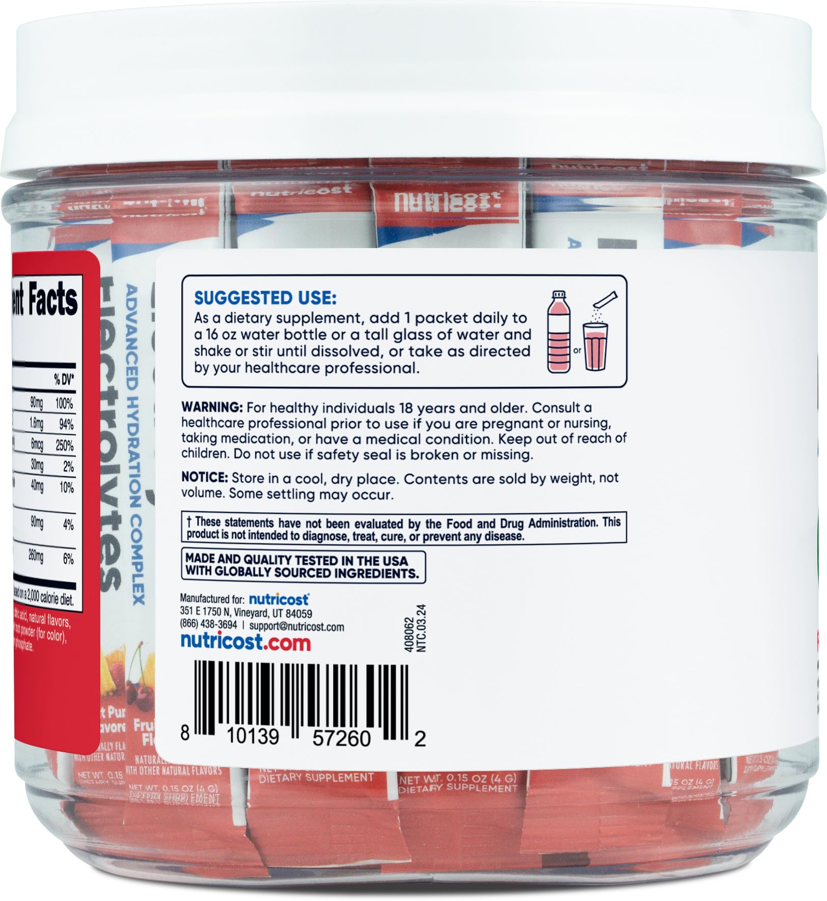 Nutricost Electrolytes Complex préparation rapide après séance grâce à la dosette