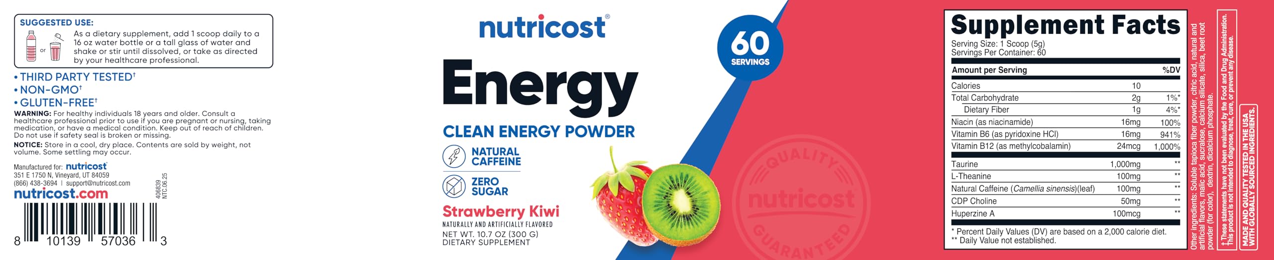 Nutricost Énergie Complexe – certifications et contrôle qualité pour fiabilité.