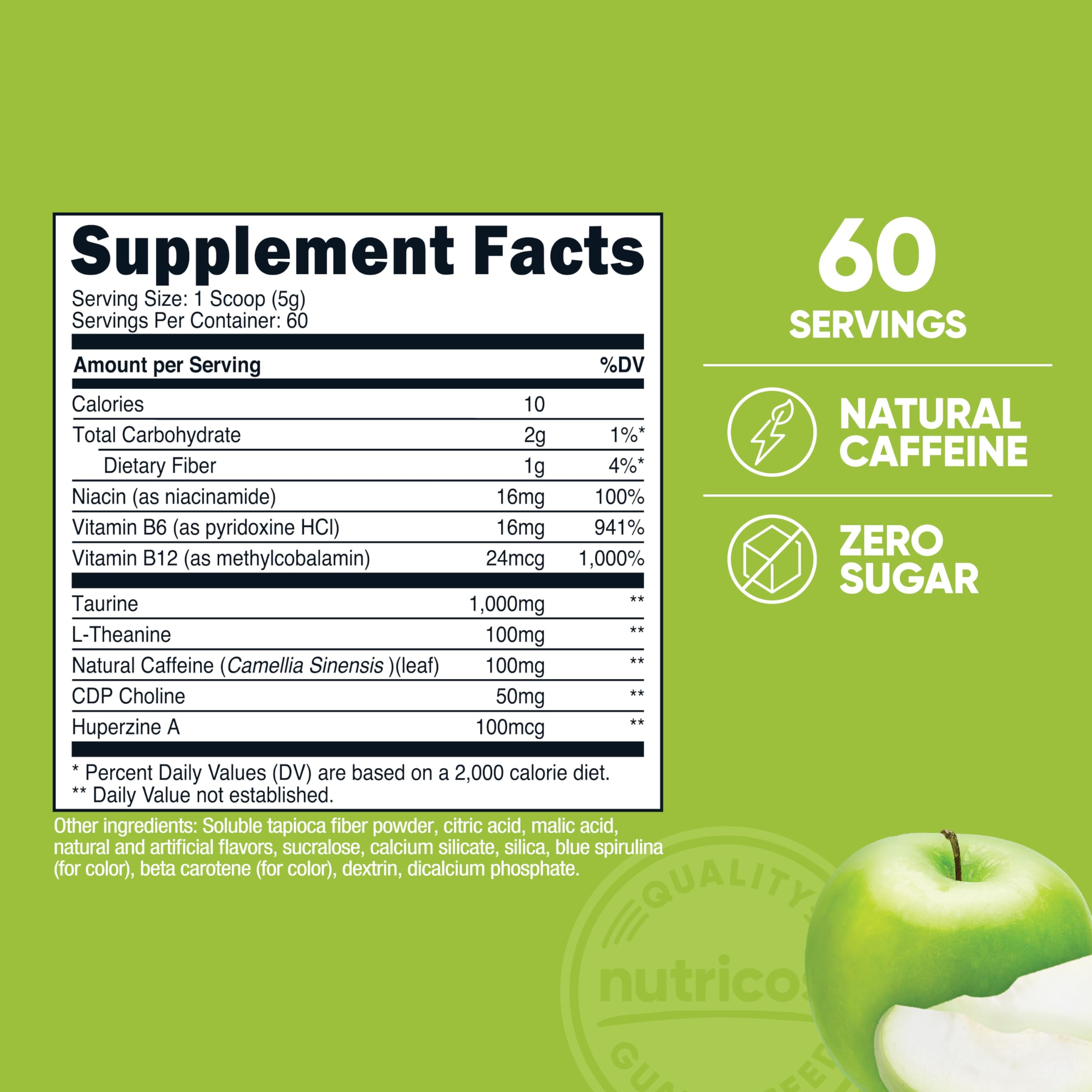 Nutricost Energie Complexe pomme verte – poudre 300 g prête à mélanger