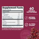 Nutricost Énergie Poudre raisin mélange prêt à boire avec goût fruité.