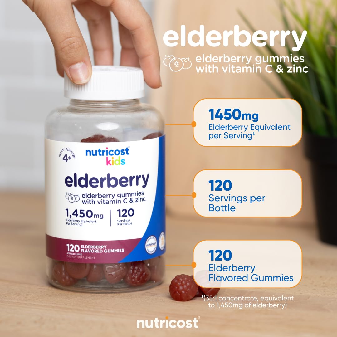Ingrédients à base de sureau dans les gommes Nutricost pour enfants.
