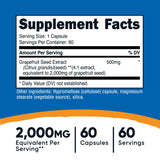 Étiquette Nutricost indiquant sans gluten et sans OGM pour l’extrait de pamplemousse.