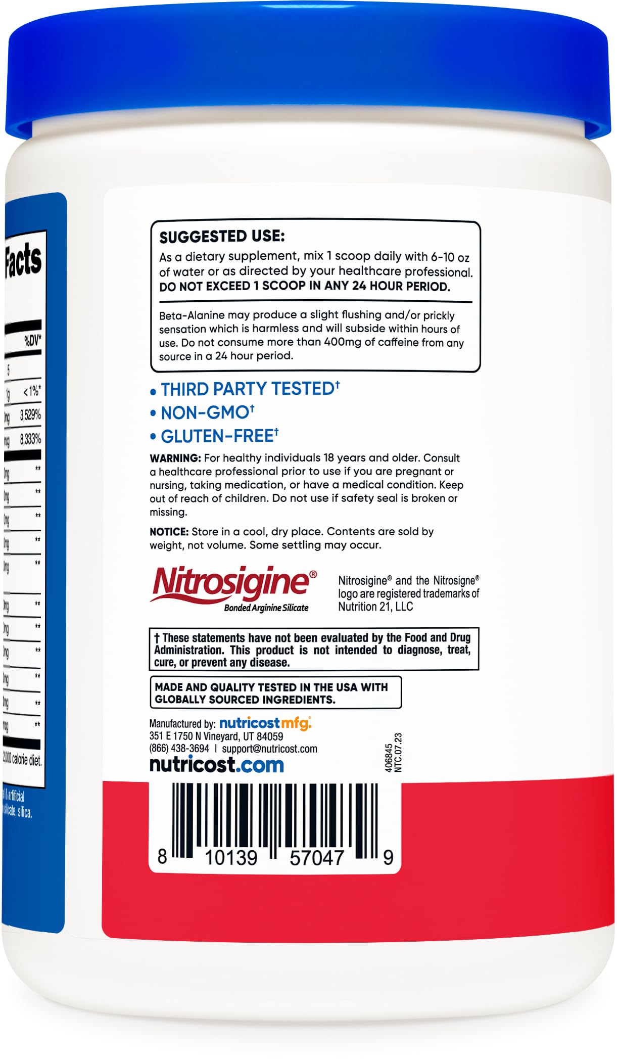 Nutricost Pré-entraînement, etiquettes-non-gmo-sans-gluten-certifications, choix adaptés.