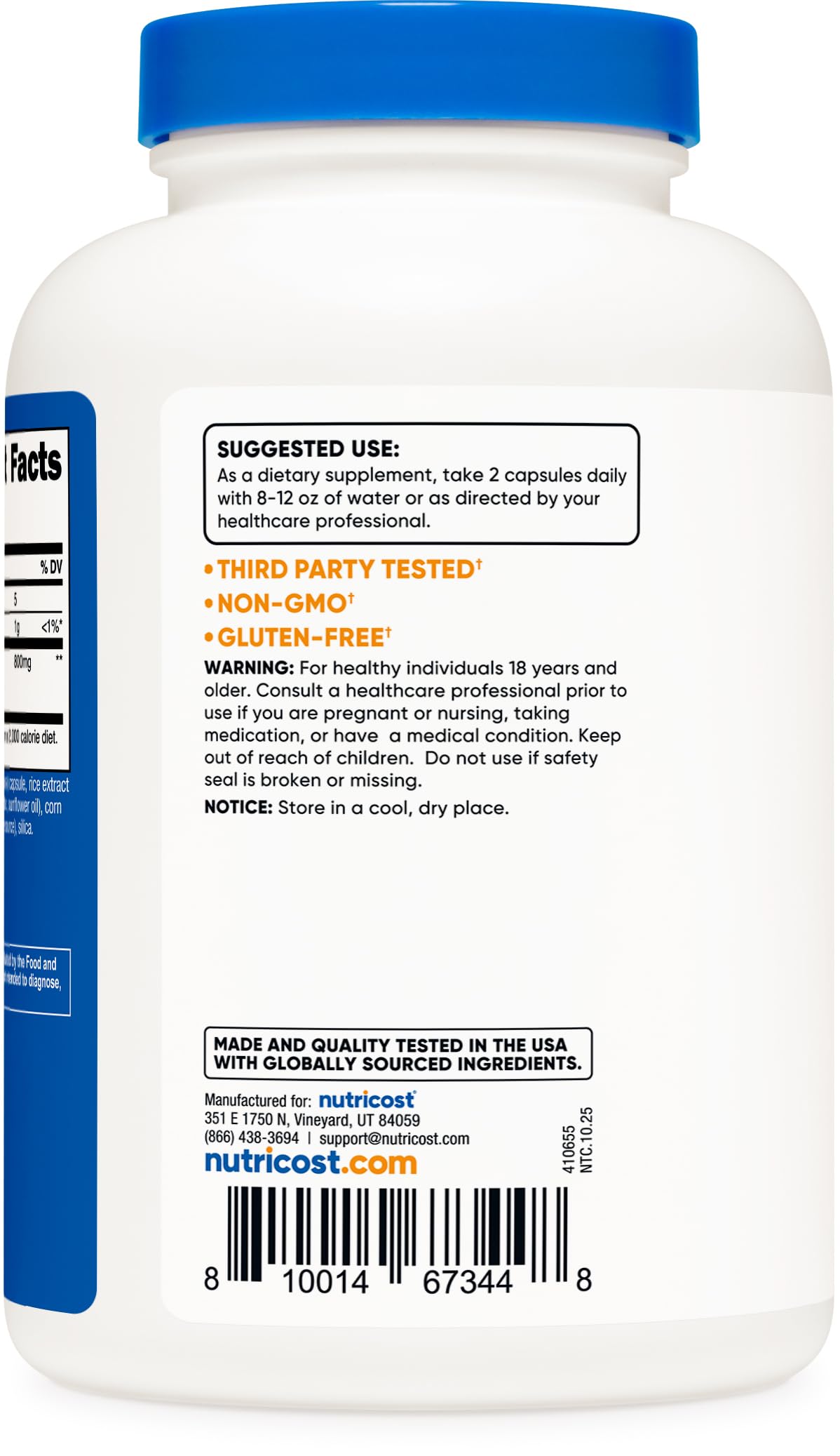 Nutricost Extrait de Bambou – emballage certifié NSF et GMP