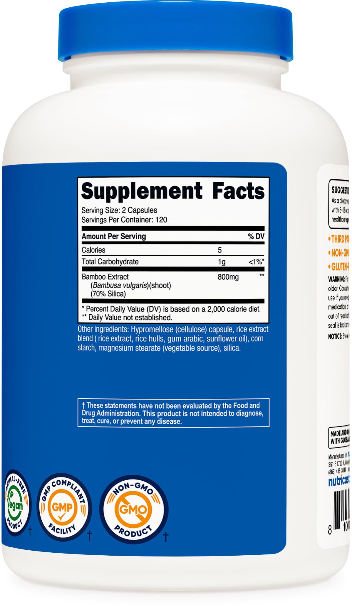 Nutricost Extrait de Bambou – contrôles ISO garantissant la qualité
