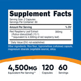 Nutricost Extrait Feuille Framboise Rouge 4500 mg équivalent, capsules faciles à avaler.