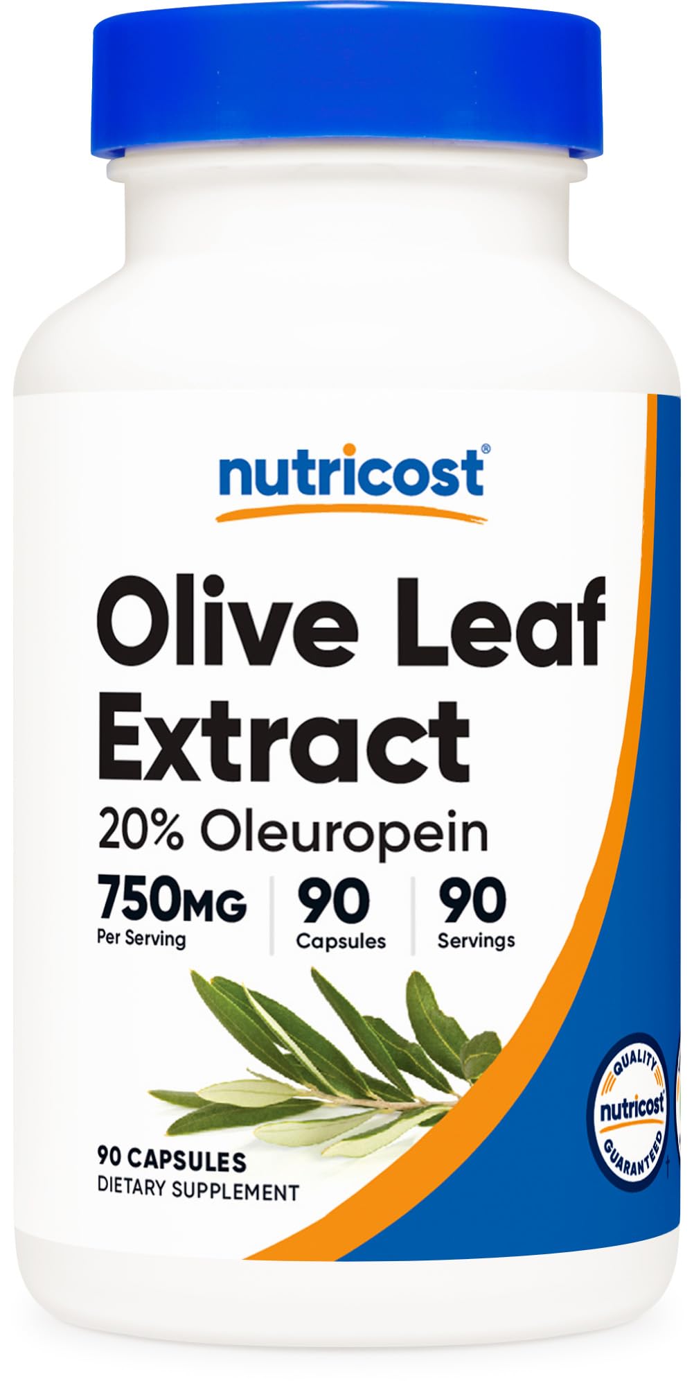 Nutricost Extrait Feuille Olivier - bouteille de 750 mg, routine quotidienne possible.