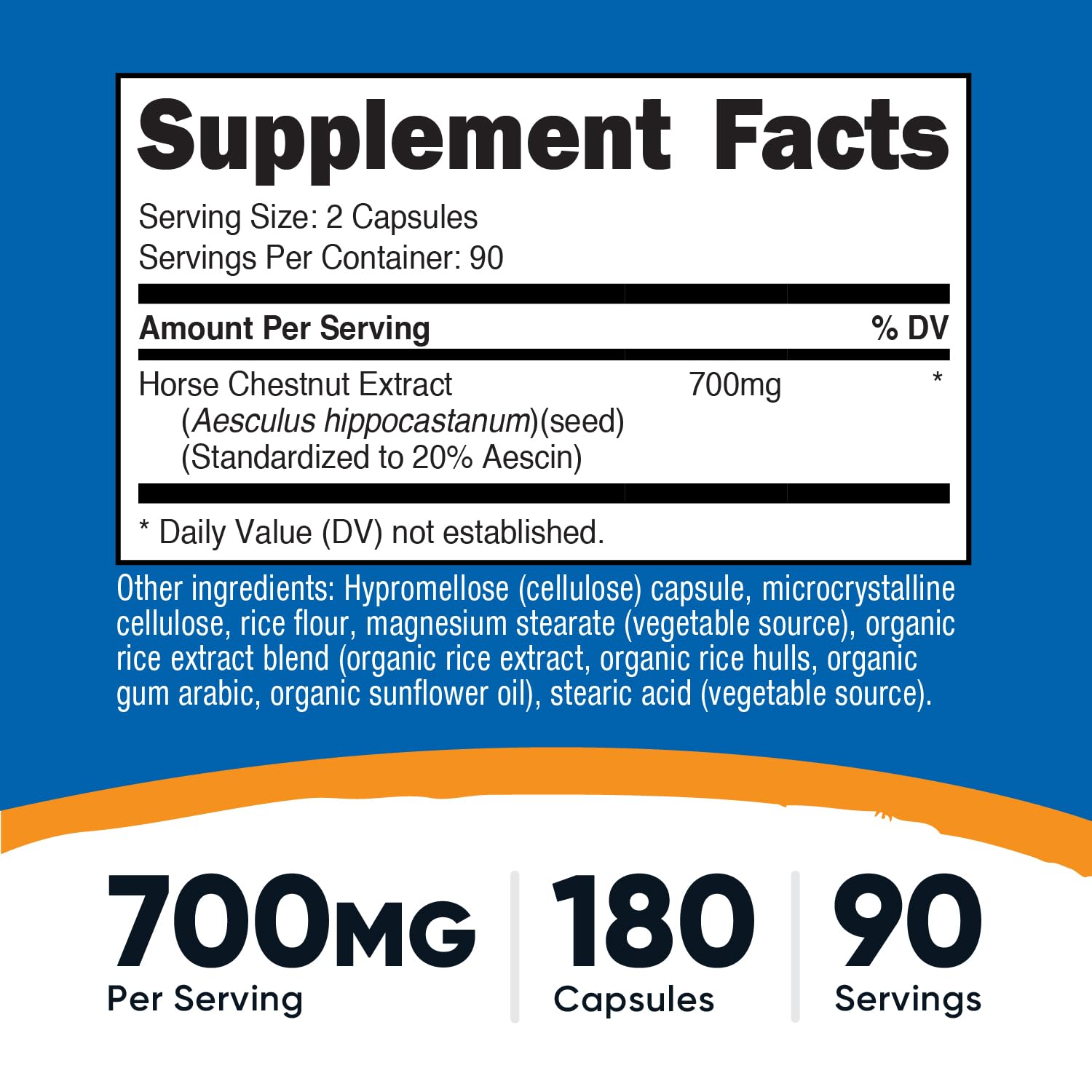 Nutricost Extrait Marron d'Inde capsules 2 par jour – dosage pratique.