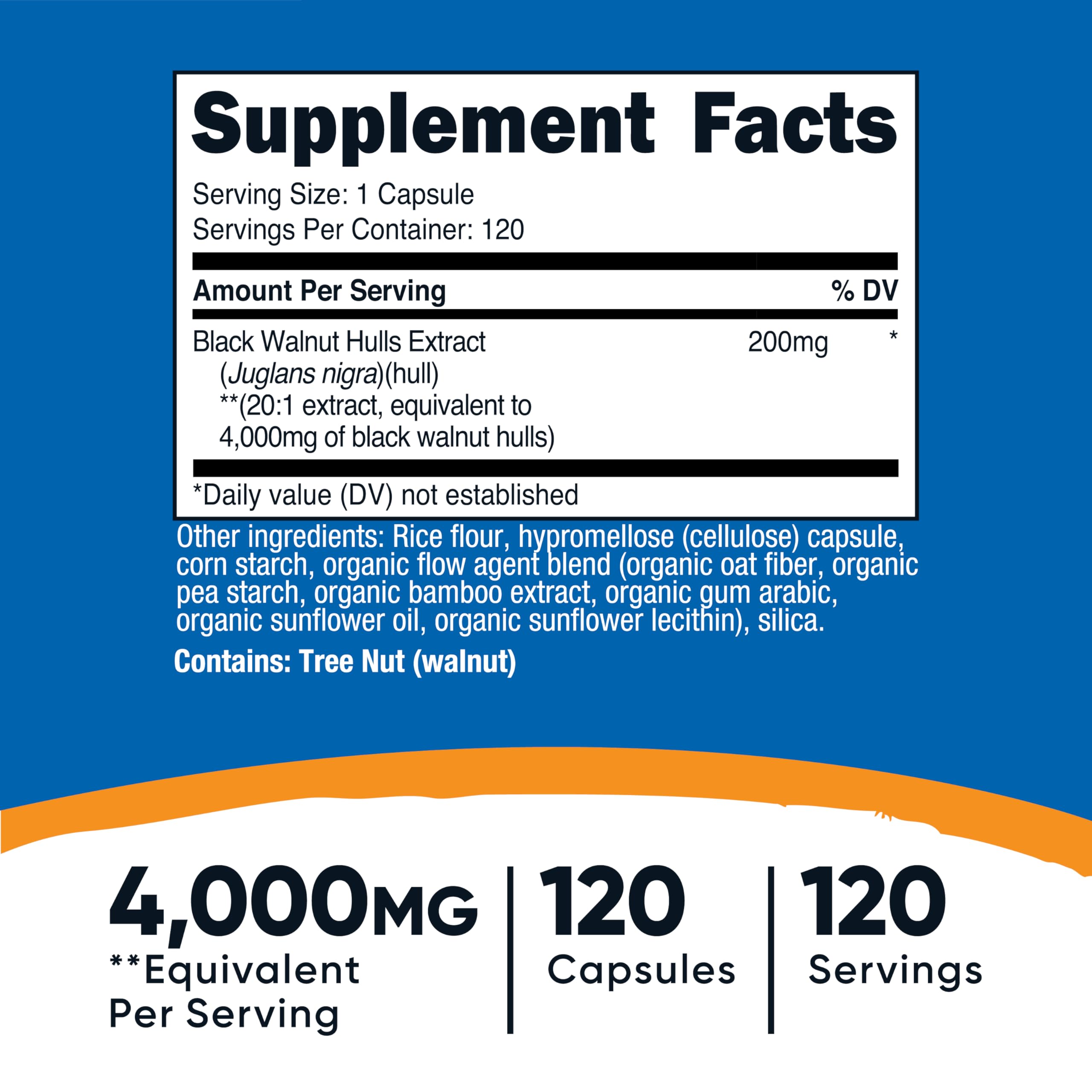 Capsules Nutricost Extrait noix noire en gros plan, facilité d'usage dans une routine vegan.