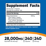 Nutricost Extrait de pépins de raisin — capsules faciles à avaler.