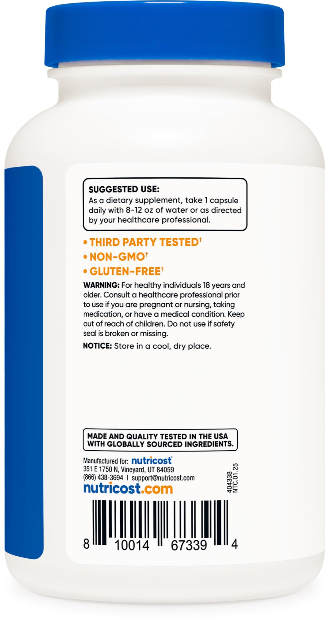 Nutricost Extrait de pépins de raisin — certification ISO assure la traçabilité.