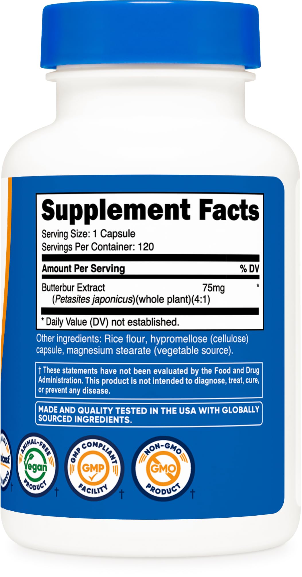 Nutricost Extrait de pétasite - emballage certifié NSF et GMP