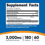 Nutricost Extrait de racine jaune – capsules pratiques pour deux mois d’utilisation