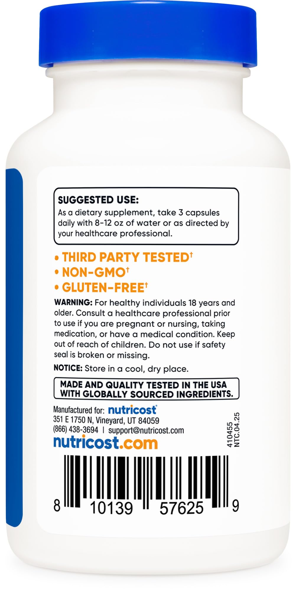 Nutricost Extrait de racine jaune – étiquette sans gluten et sans OGM