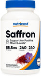 Nutricost Extrait de Safran: bouteille de gélules prête à l'usage quotidien