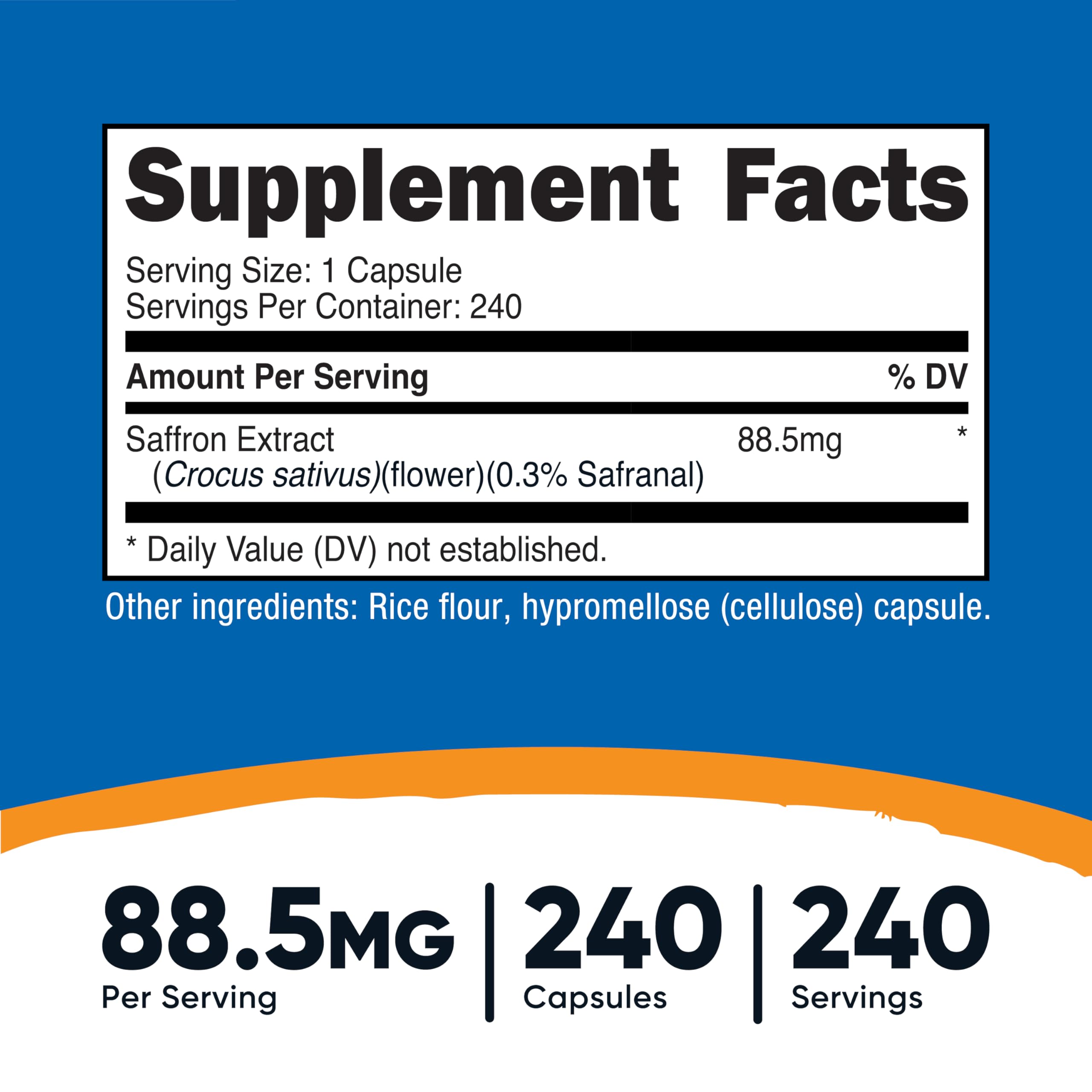 Étiquette Nutricost Safran: informations claires sur les certifications