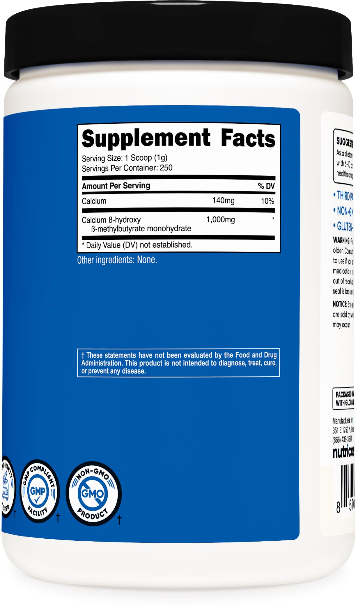 Nutricost Poudre HMB fabrication GMP et FDA pour une traçabilité.