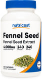 Nutricost graines de fenouil dans la bouteille, soutien digestif naturel.