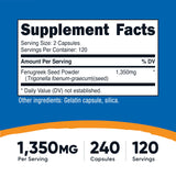 Nutricost fenugrec-gelules-bouteille, gélules faciles à prendre chaque jour.