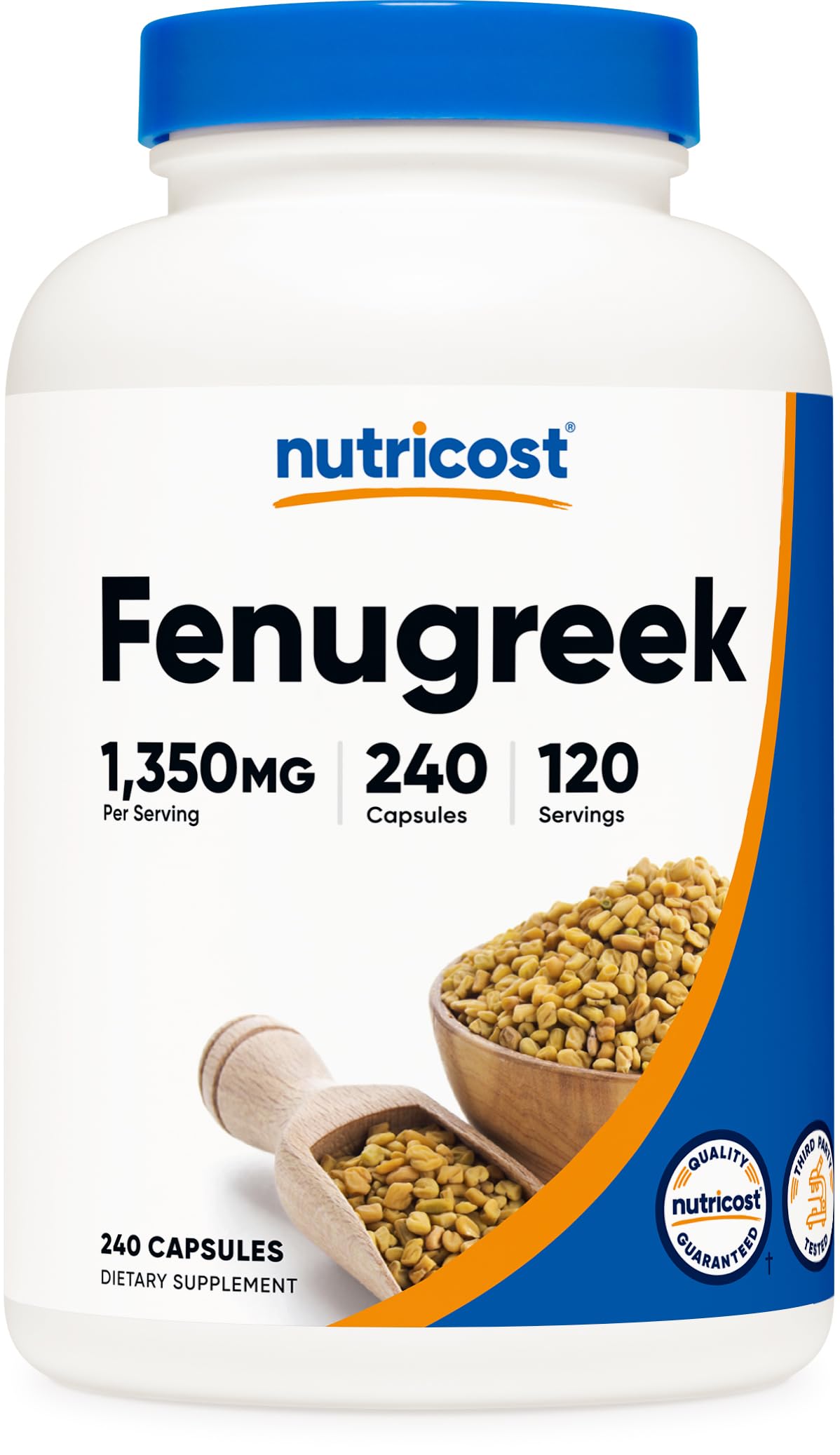Nutricost fenugrec-graines-bouteille, flacon pratique pour votre routine quotidienne.