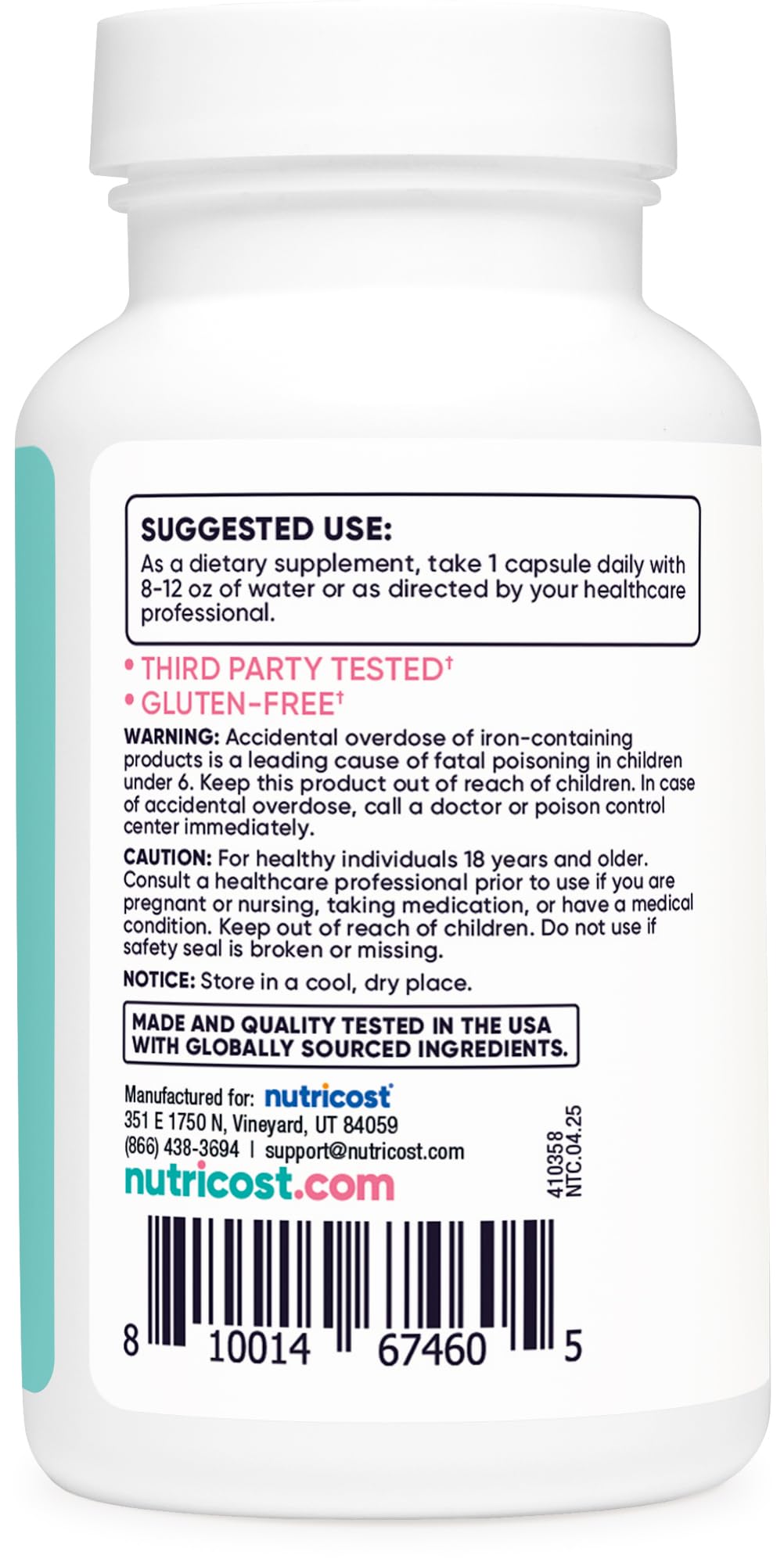 Nutricost 65 mg – capsule végétale facile à avaler, utilisation quotidienne.