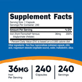 Nutricost Ferrochel – bouteille de 240 gélules, format économique.